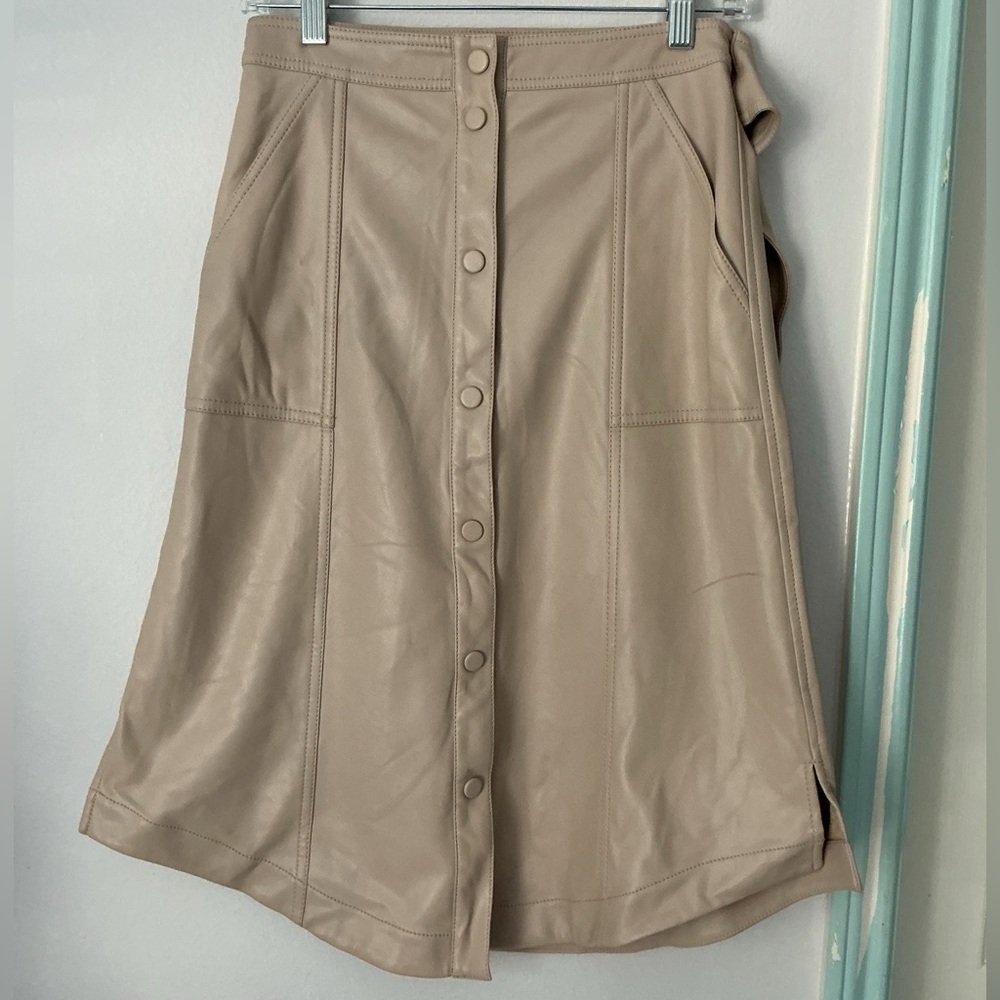 Jonathan Simkhai Beige Button-Down A-Line Skirt S… - image 2